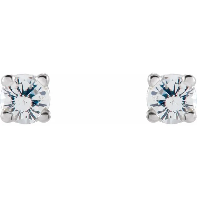 14K White 2.5 mm Natural White Sapphire Stud Earrings with Friction Post