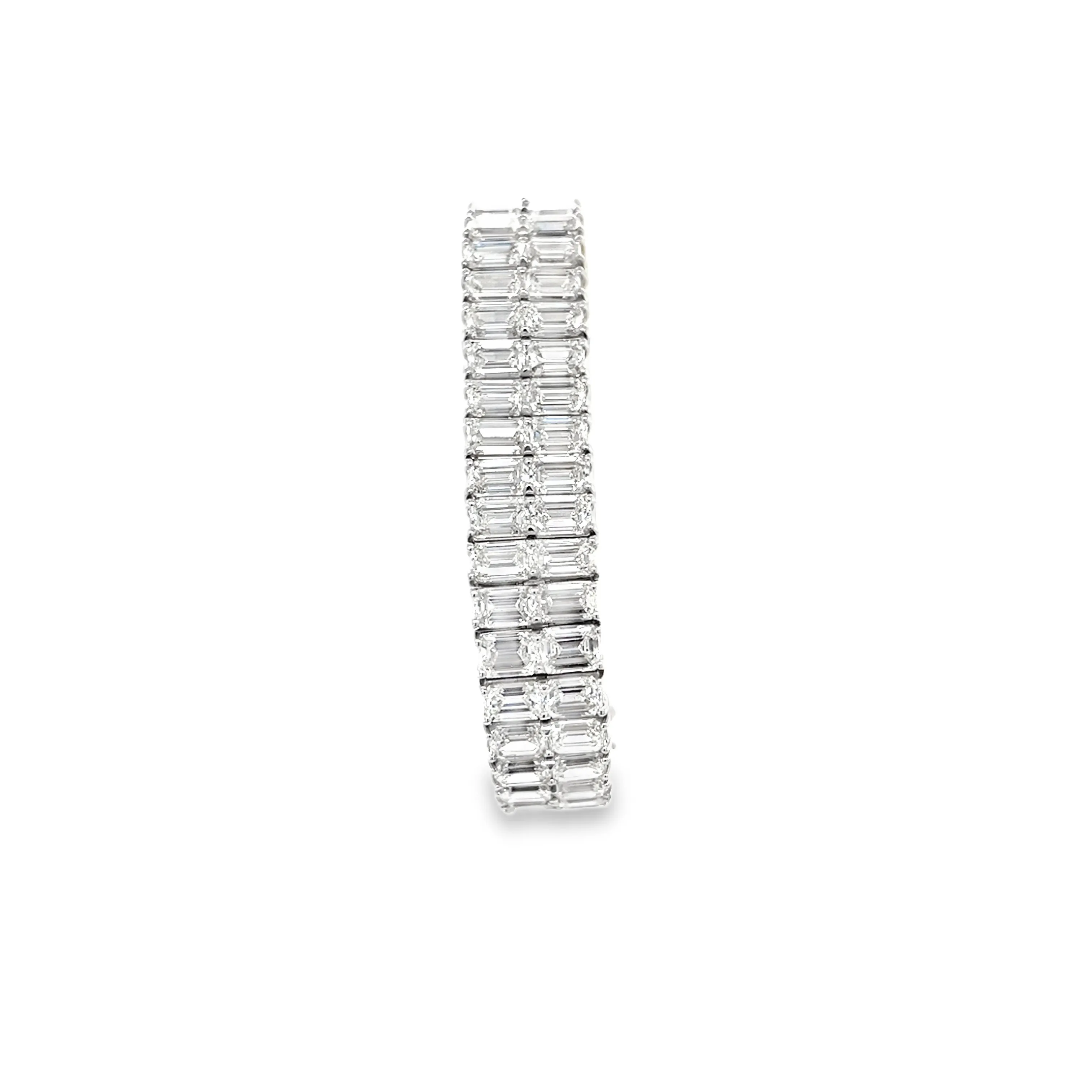 2 Row Emerald Cut Diamond Bracelet