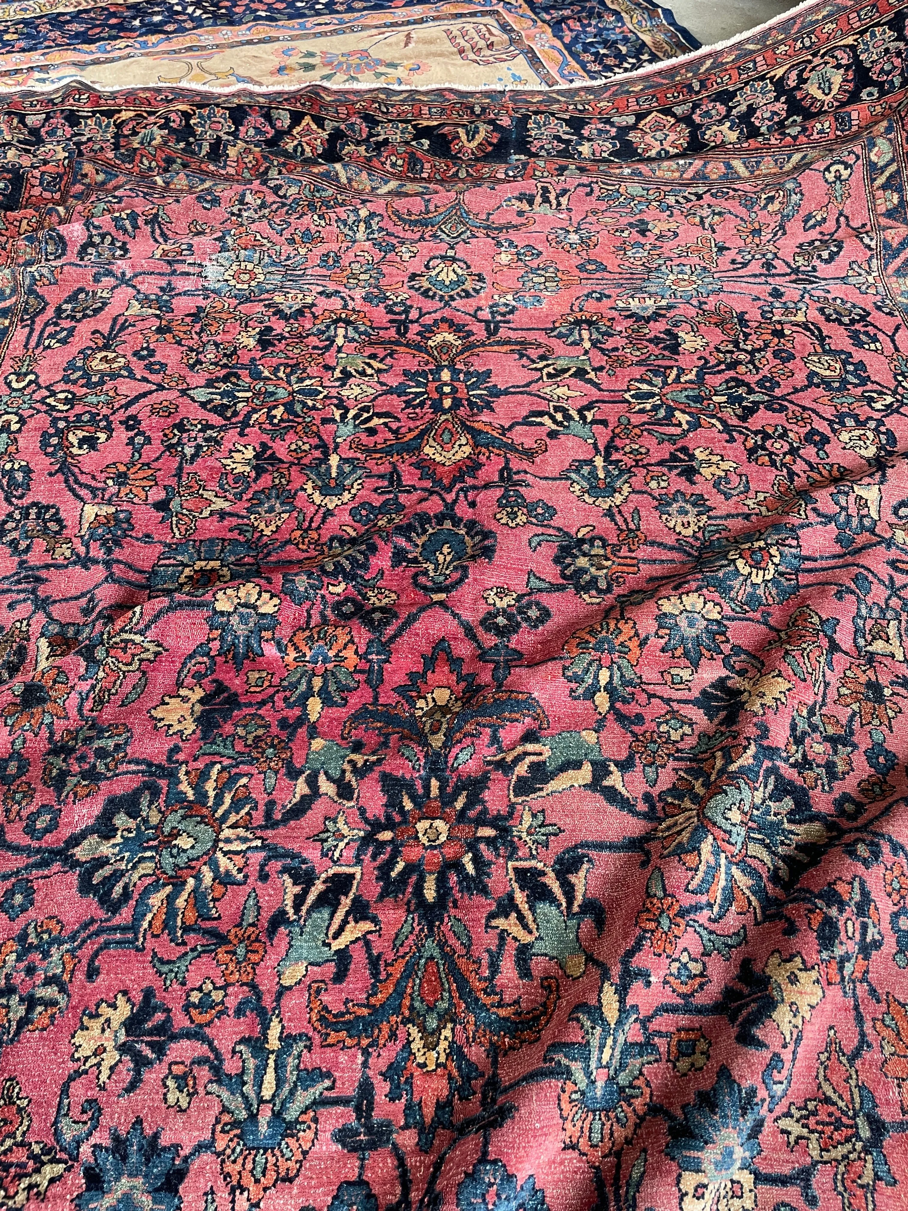 9' x 12'5 Antique Rose Pink Persian Rug #3031ML