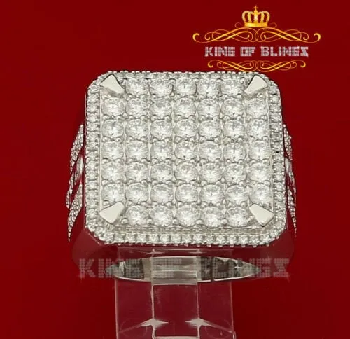 925 white square sterling Silver 12.50ct Cubic Zirconia Men's Ring Size 9