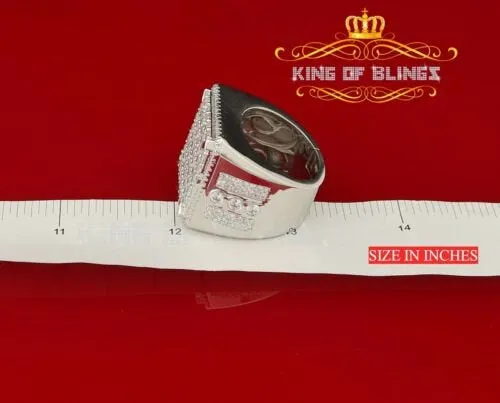 925 white square sterling Silver 12.50ct Cubic Zirconia Men's Ring Size 9