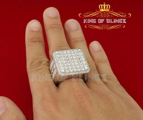925 white square sterling Silver 12.50ct Cubic Zirconia Men's Ring Size 9