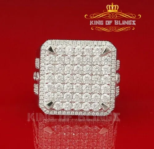 925 white square sterling Silver 12.50ct Cubic Zirconia Men's Ring Size 9