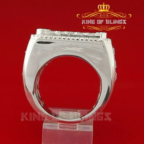 925 white square sterling Silver 12.50ct Cubic Zirconia Men's Ring Size 9