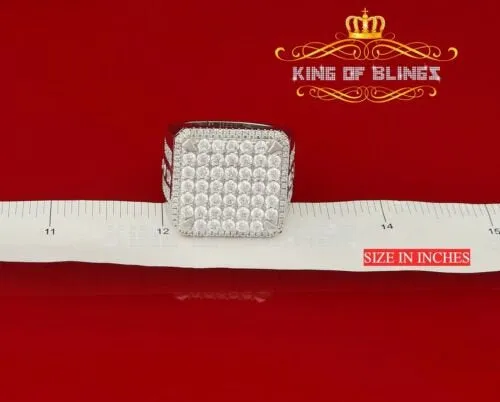 925 white square sterling Silver 12.50ct Cubic Zirconia Men's Ring Size 9