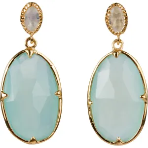 Aqua Chalcedony and Moonstone Earrings