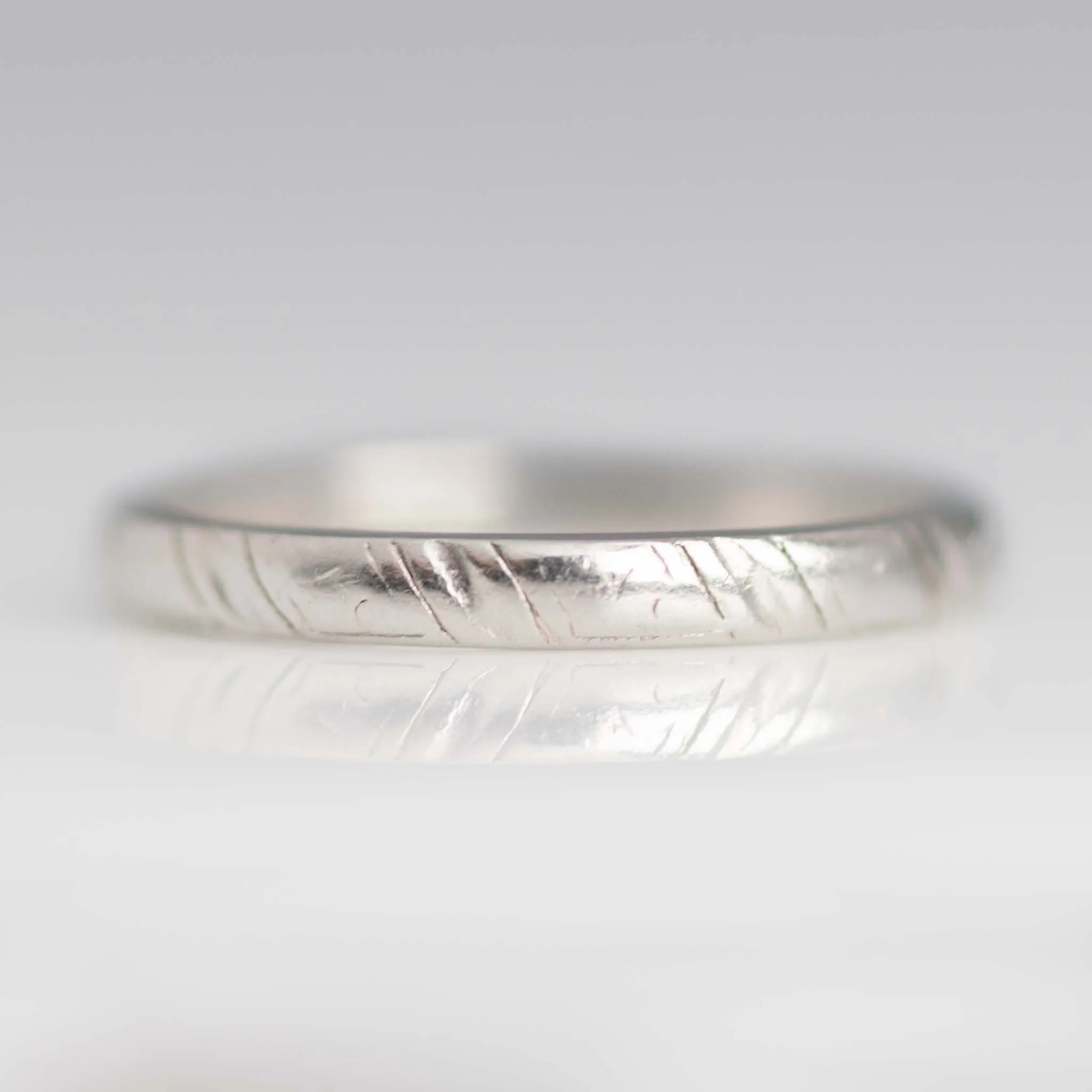 Art Deco 1930's Platinum Engraved Wedding Band