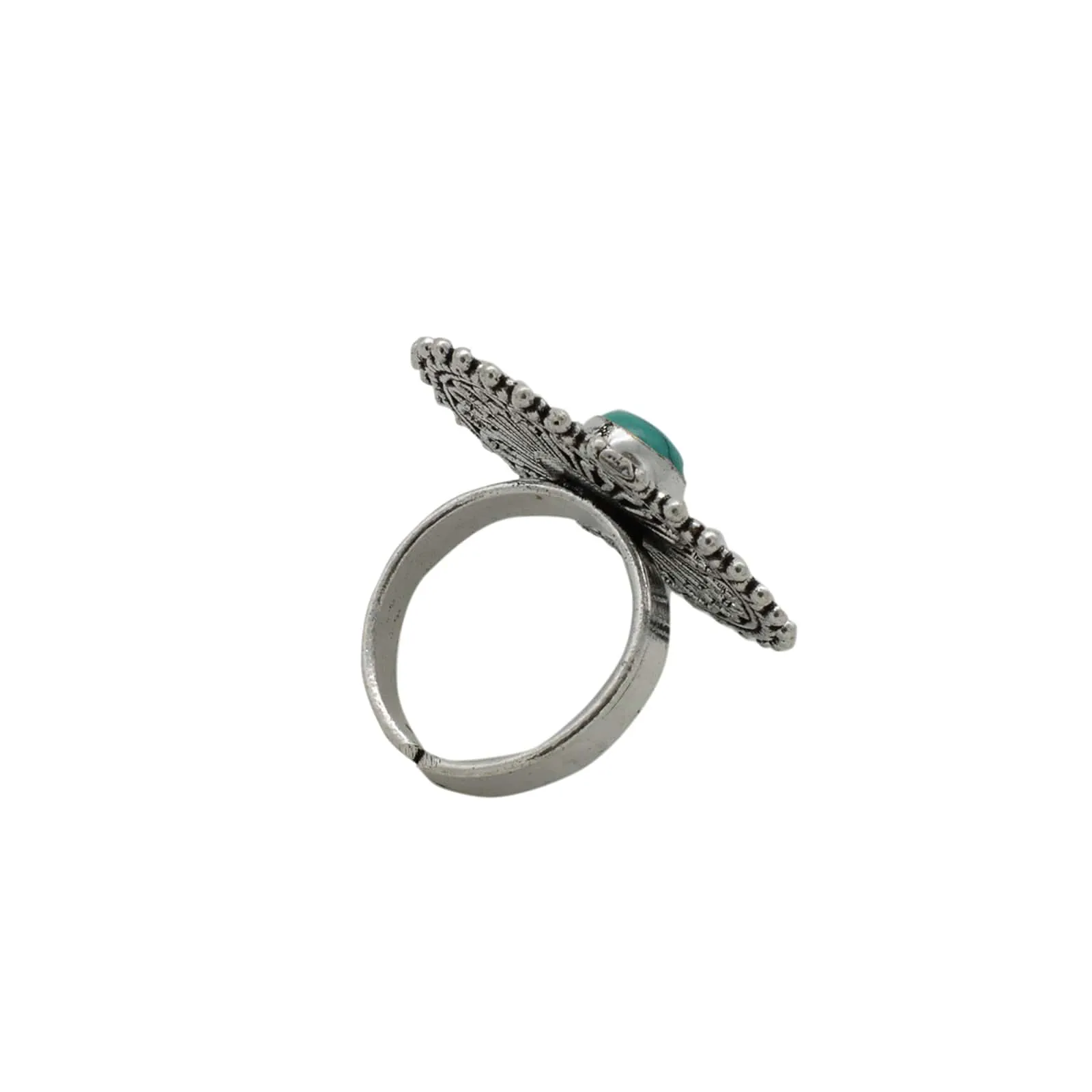 Aruna Turquoise Silver Oxidized Filigree Ring