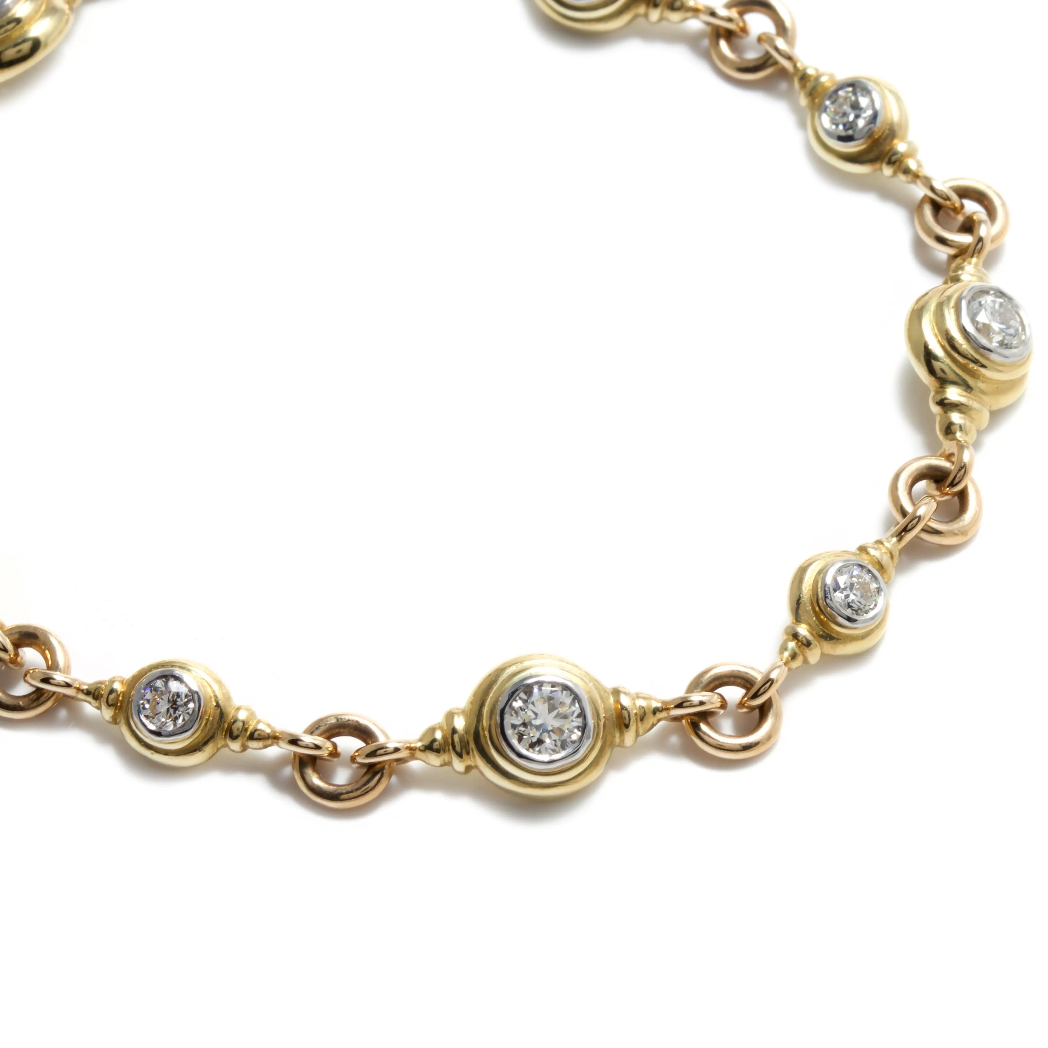Bezel Set Diamond Link Style Bracelet