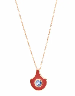Blue Sapphire and Coral Enamel Necklace