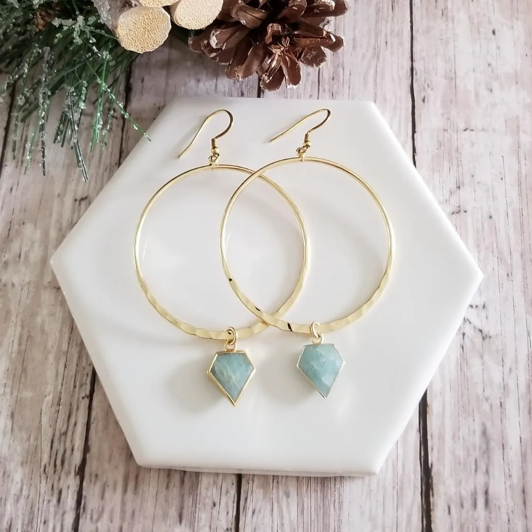 Boho Hoops, Raw Moonstone Earrings