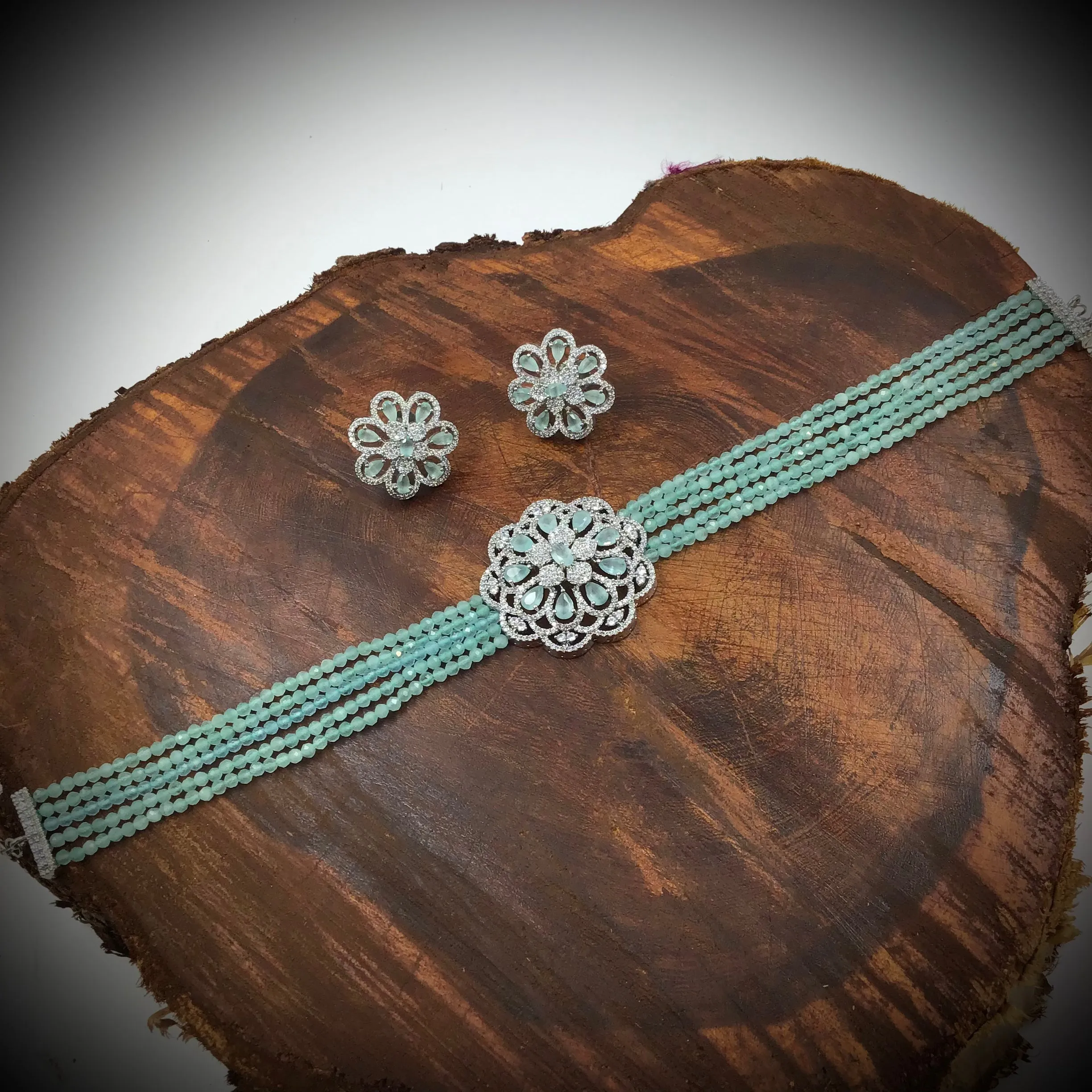 Choker Zircon/AD Necklace Set 7182-33