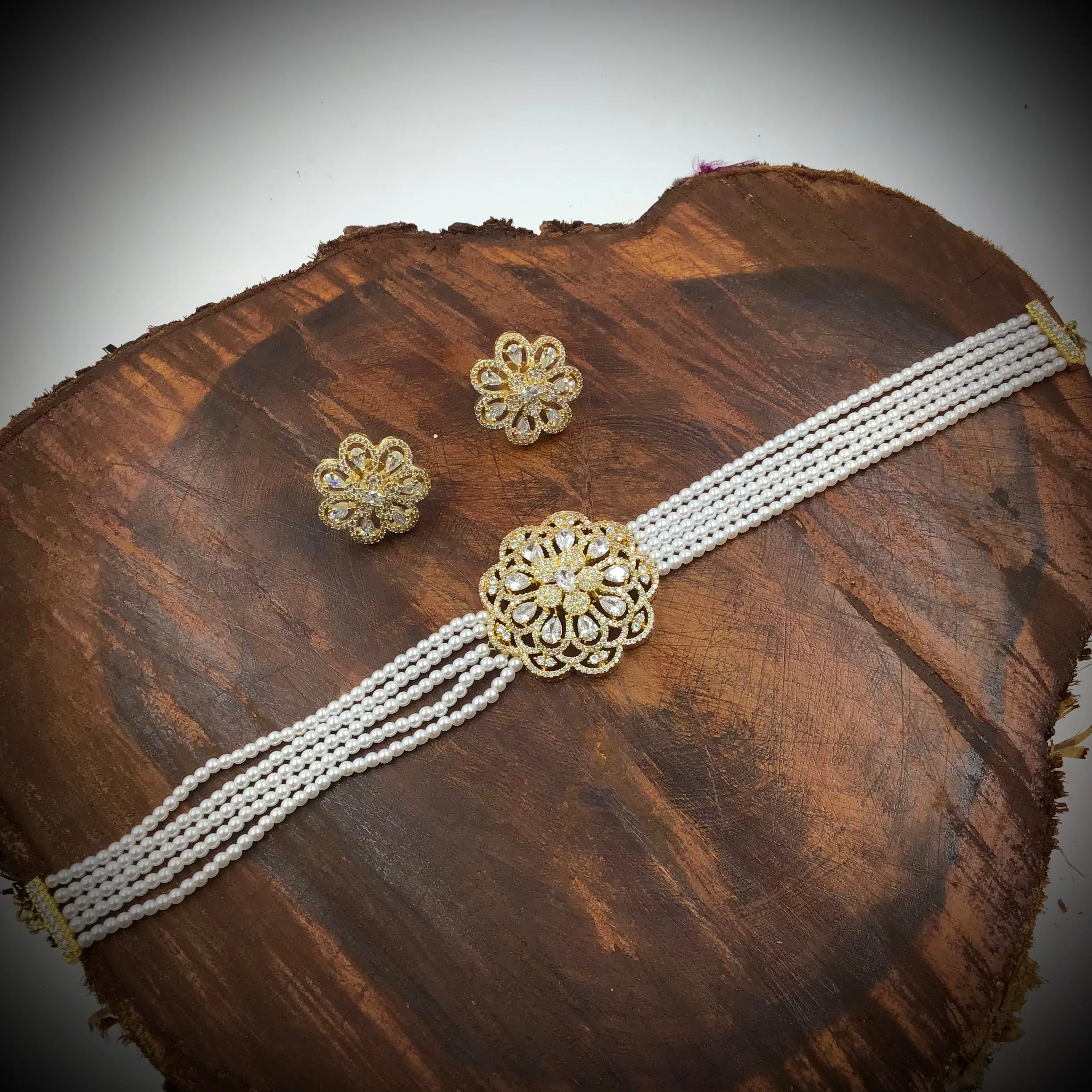 Choker Zircon/AD Necklace Set 7182-33