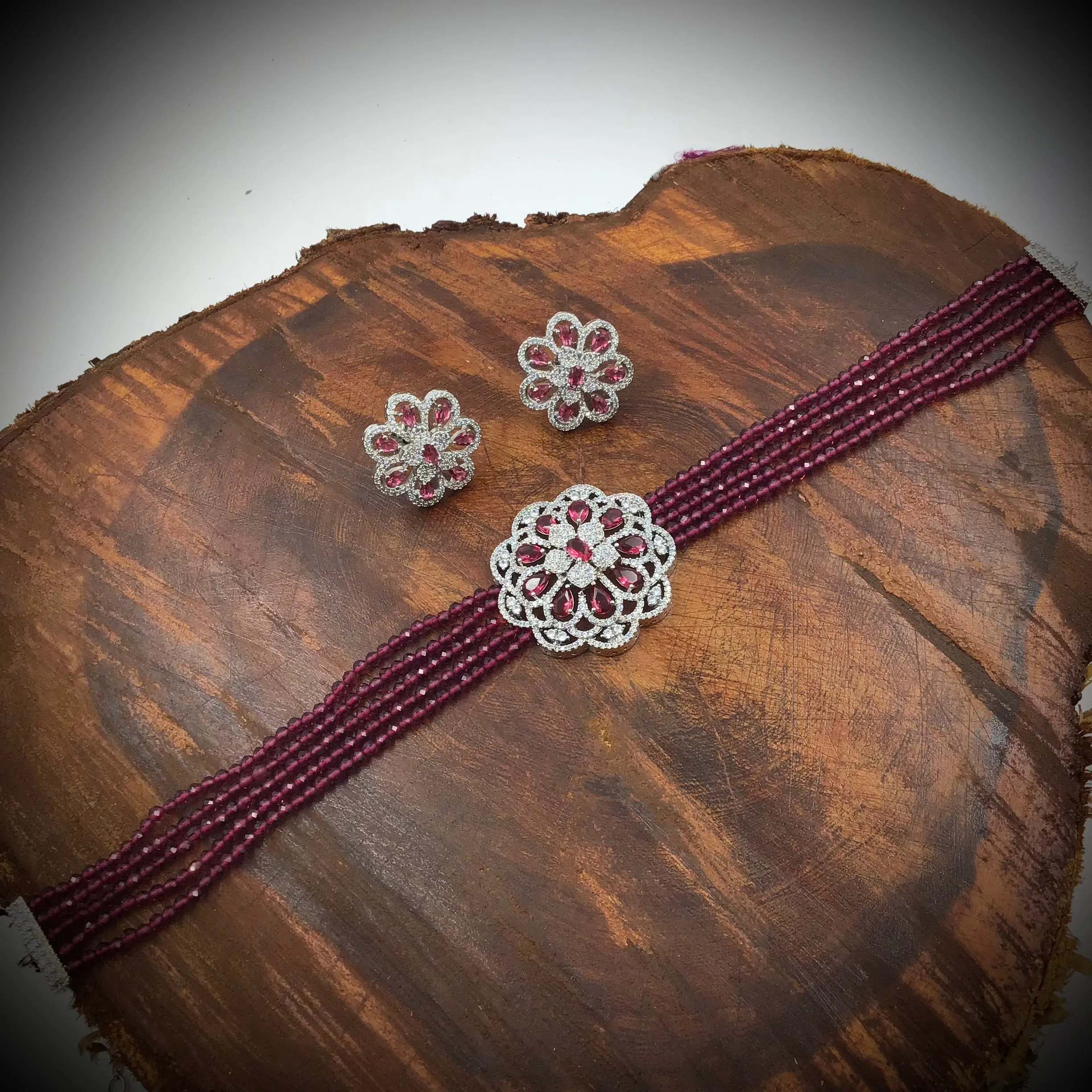 Choker Zircon/AD Necklace Set 7182-33
