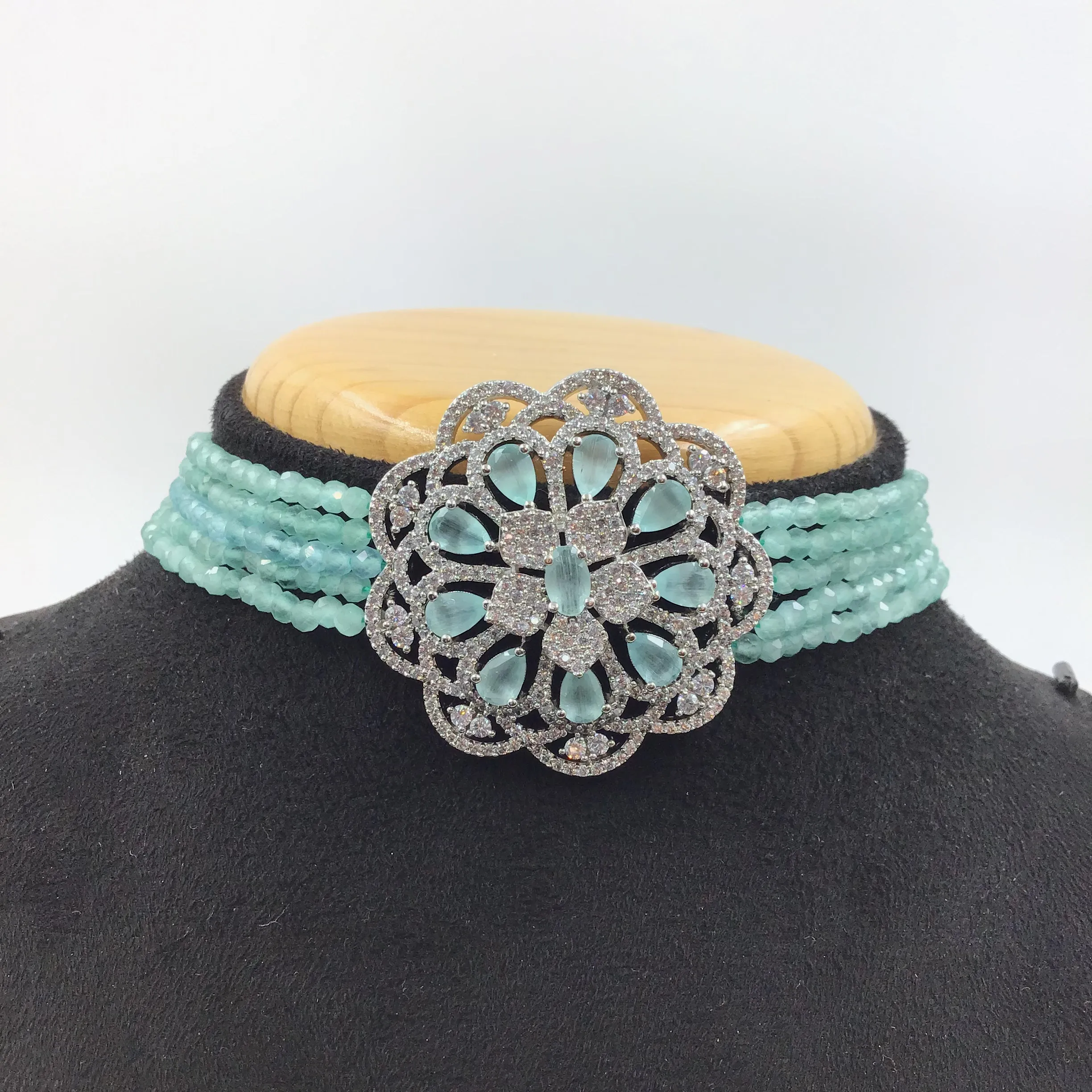 Choker Zircon/AD Necklace Set 7182-33
