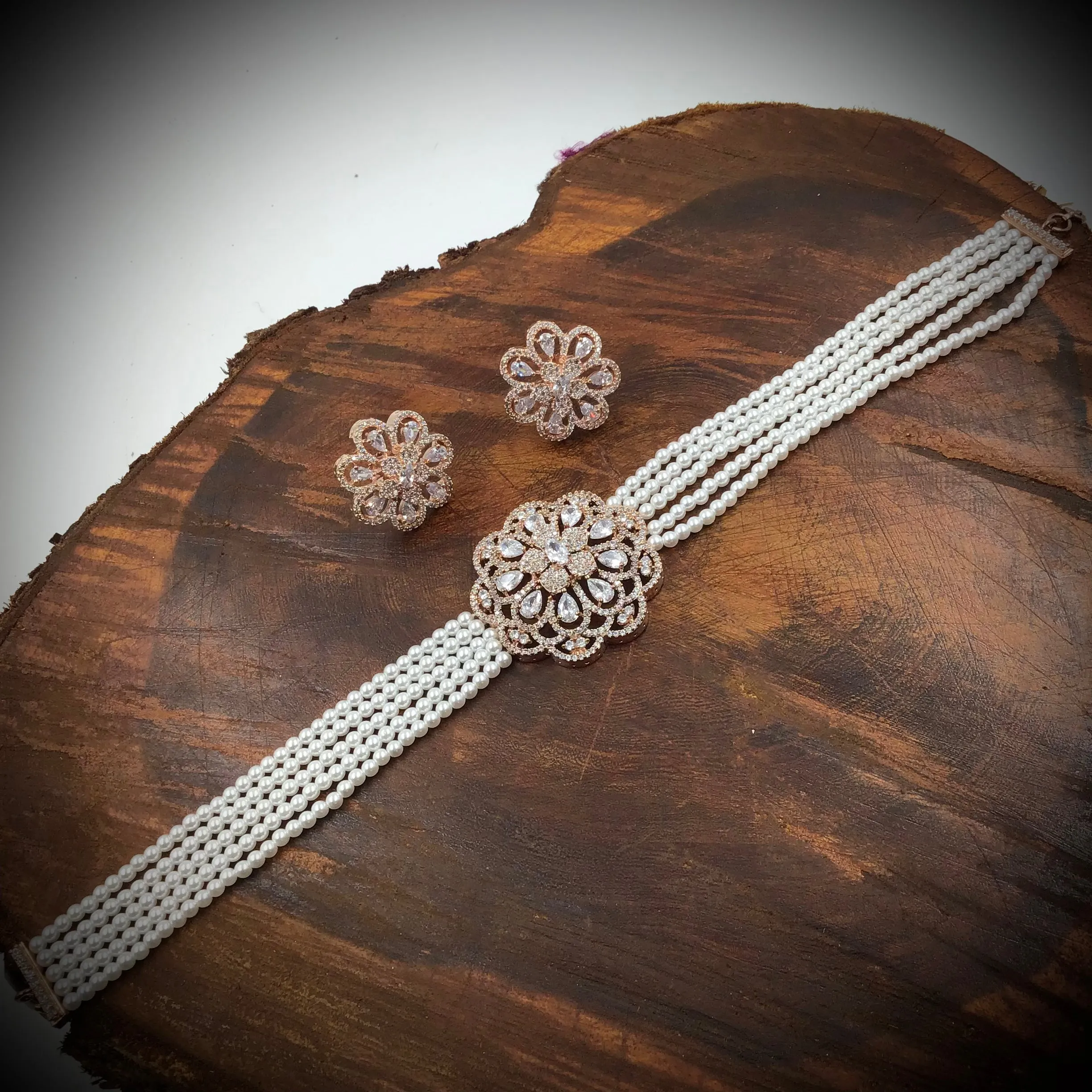 Choker Zircon/AD Necklace Set 7182-33