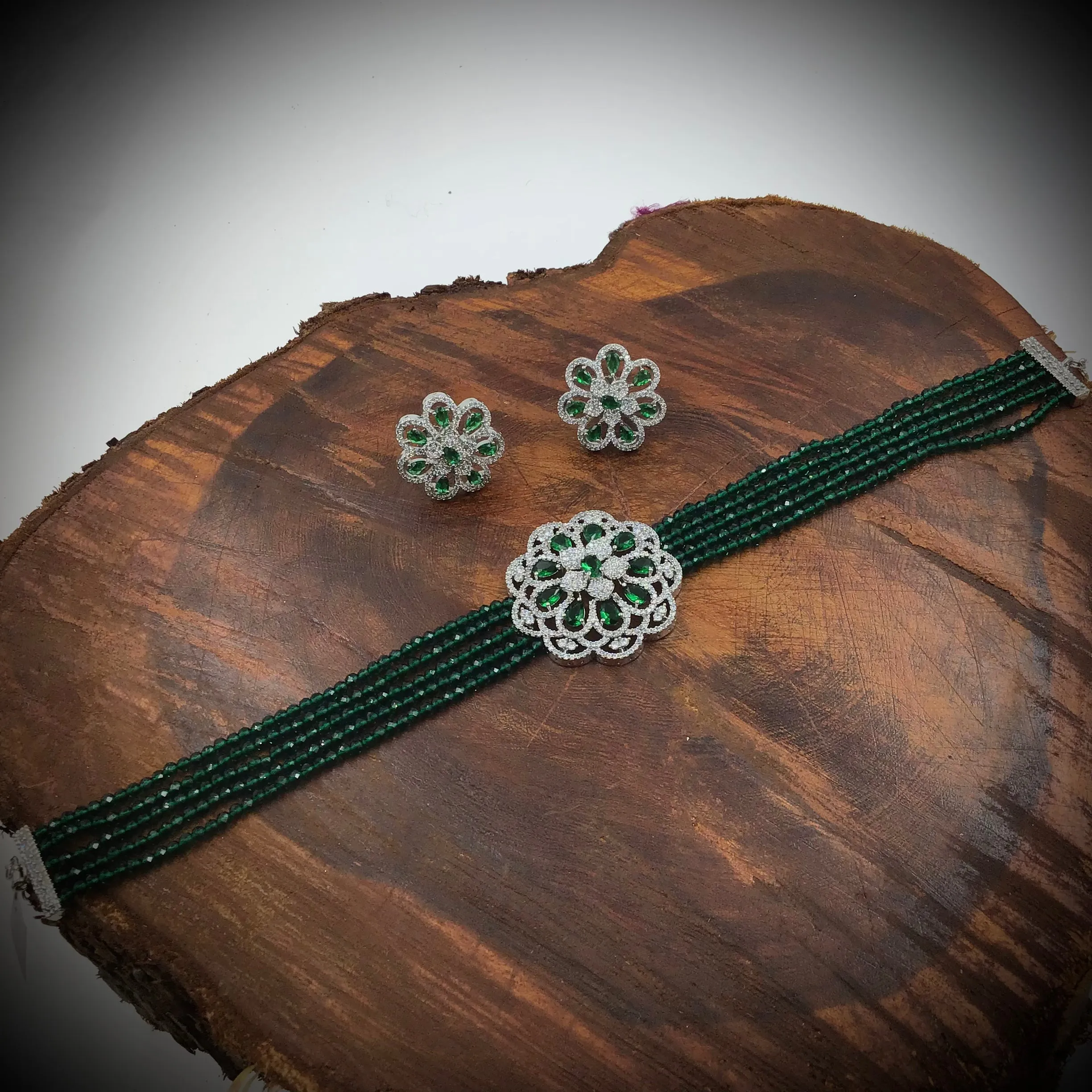 Choker Zircon/AD Necklace Set 7182-33