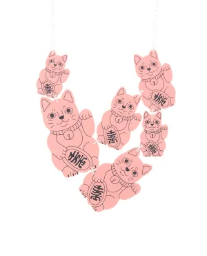 Coral Maneki Nekos Necklace