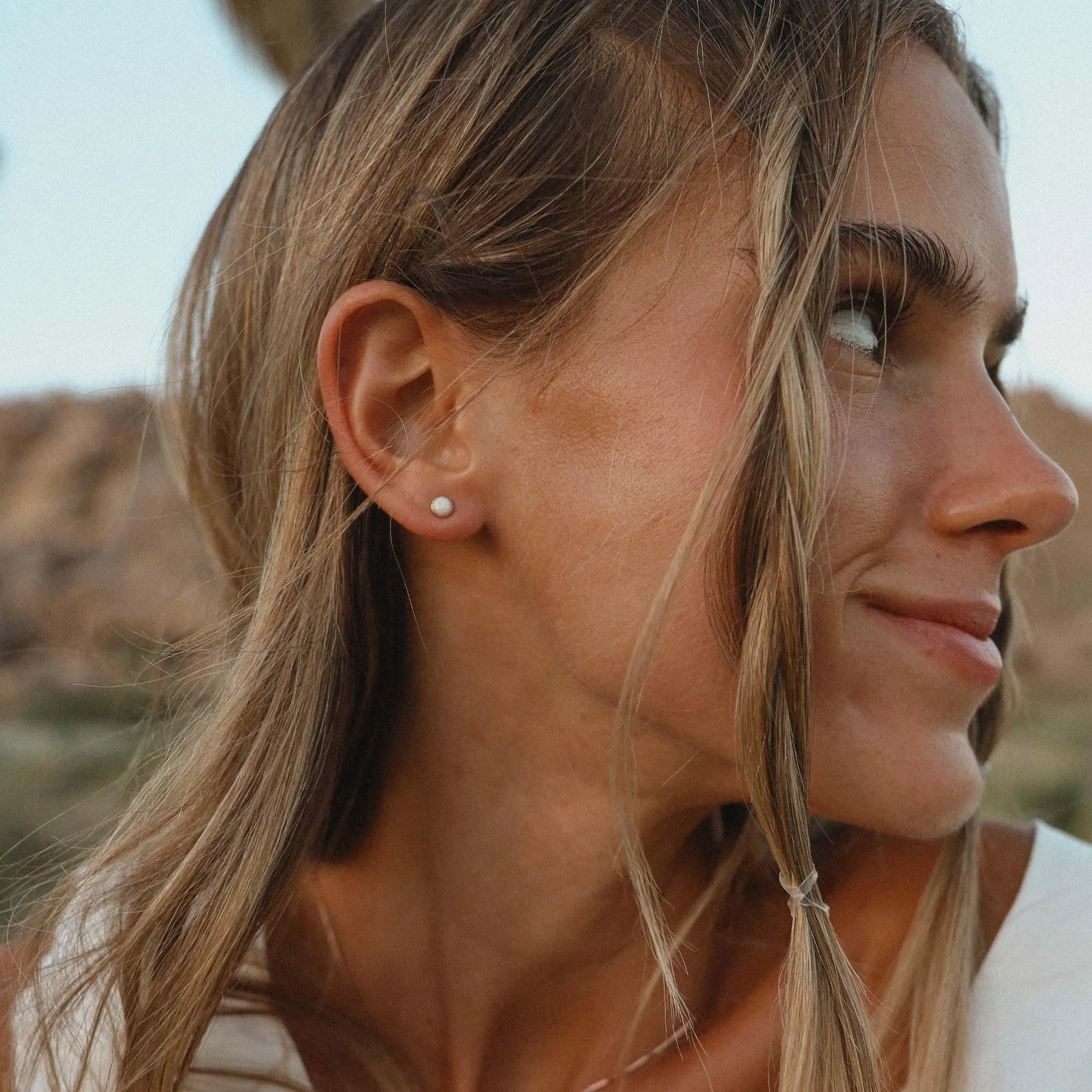 Dainty Rose Gold Opal Earrings