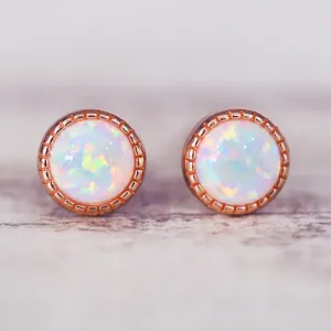 Dainty Rose Gold Opal Earrings