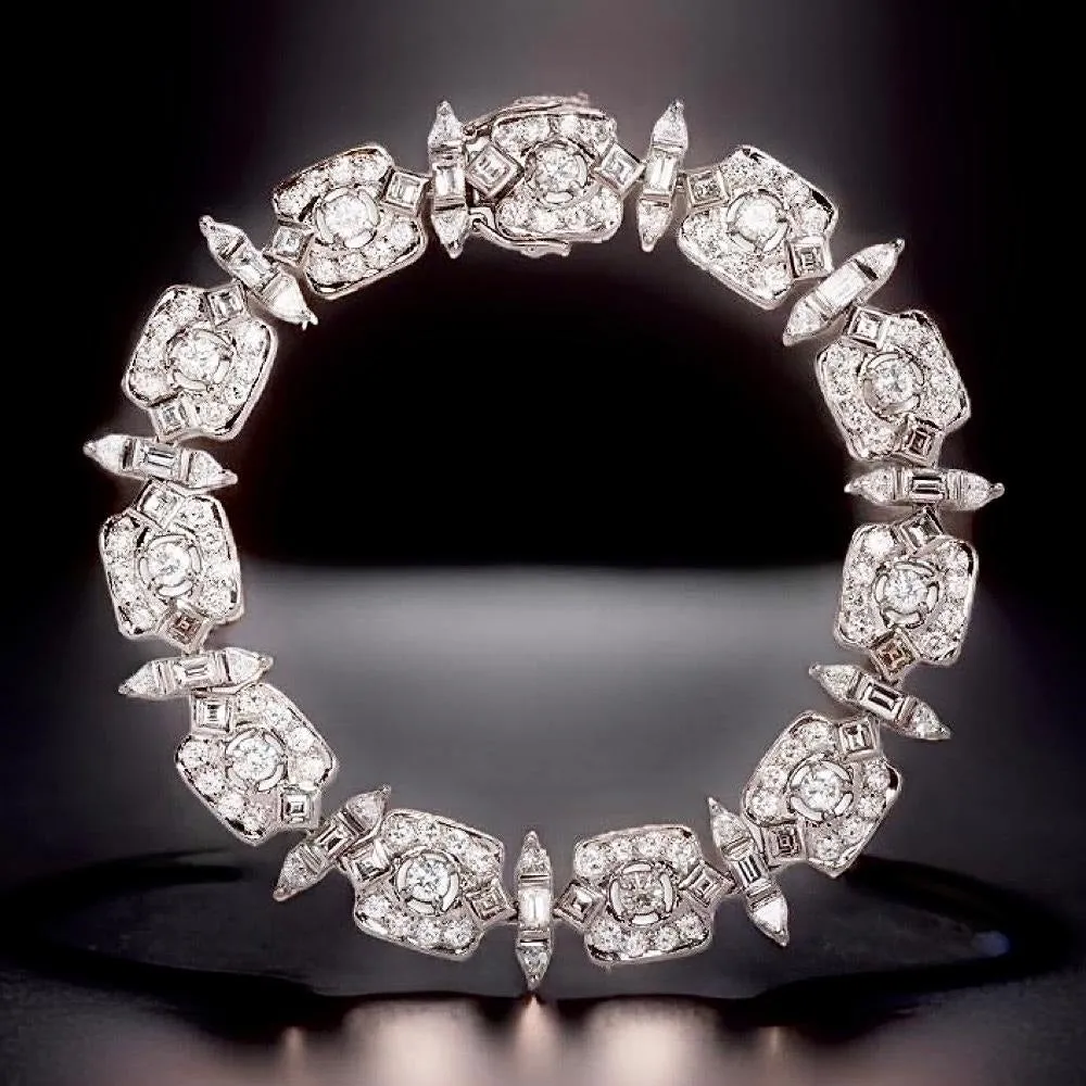 Estate 9.98 cttw Diamond Platinum Bracelet 15402