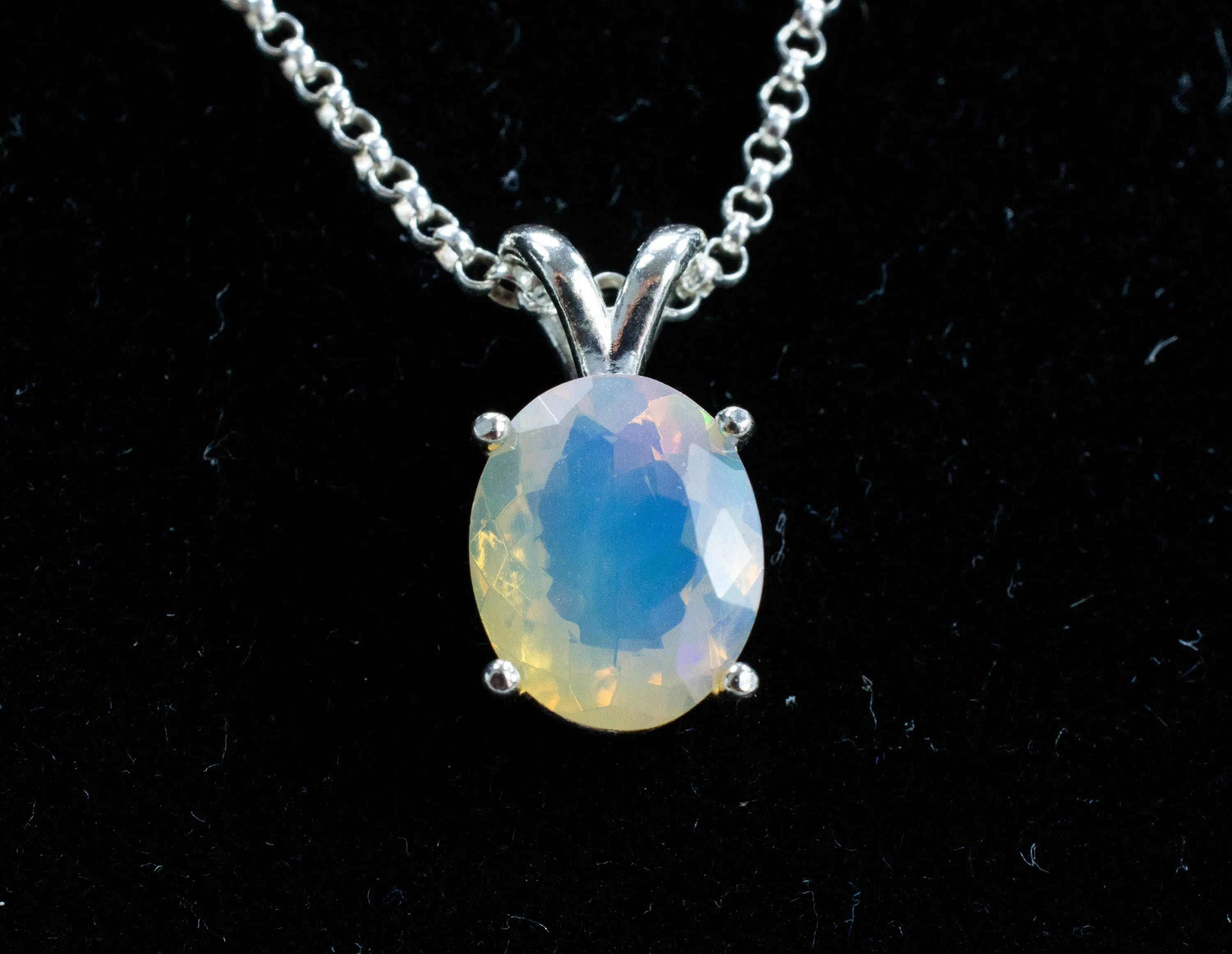 Ethiopian Opal Sterling Silver Pendant, Natural Untreated Welo Opal