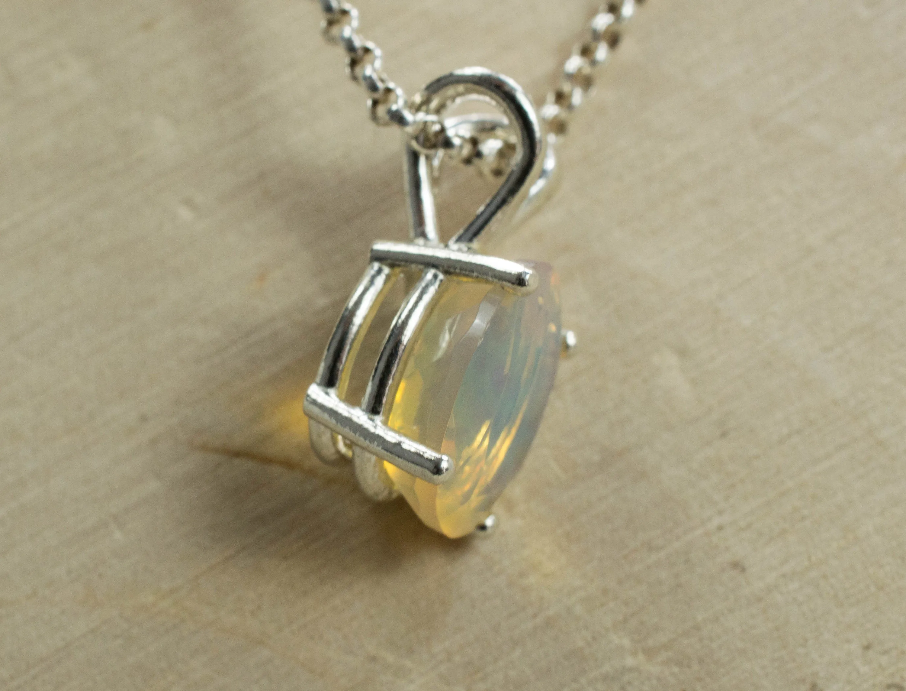 Ethiopian Opal Sterling Silver Pendant, Natural Untreated Welo Opal