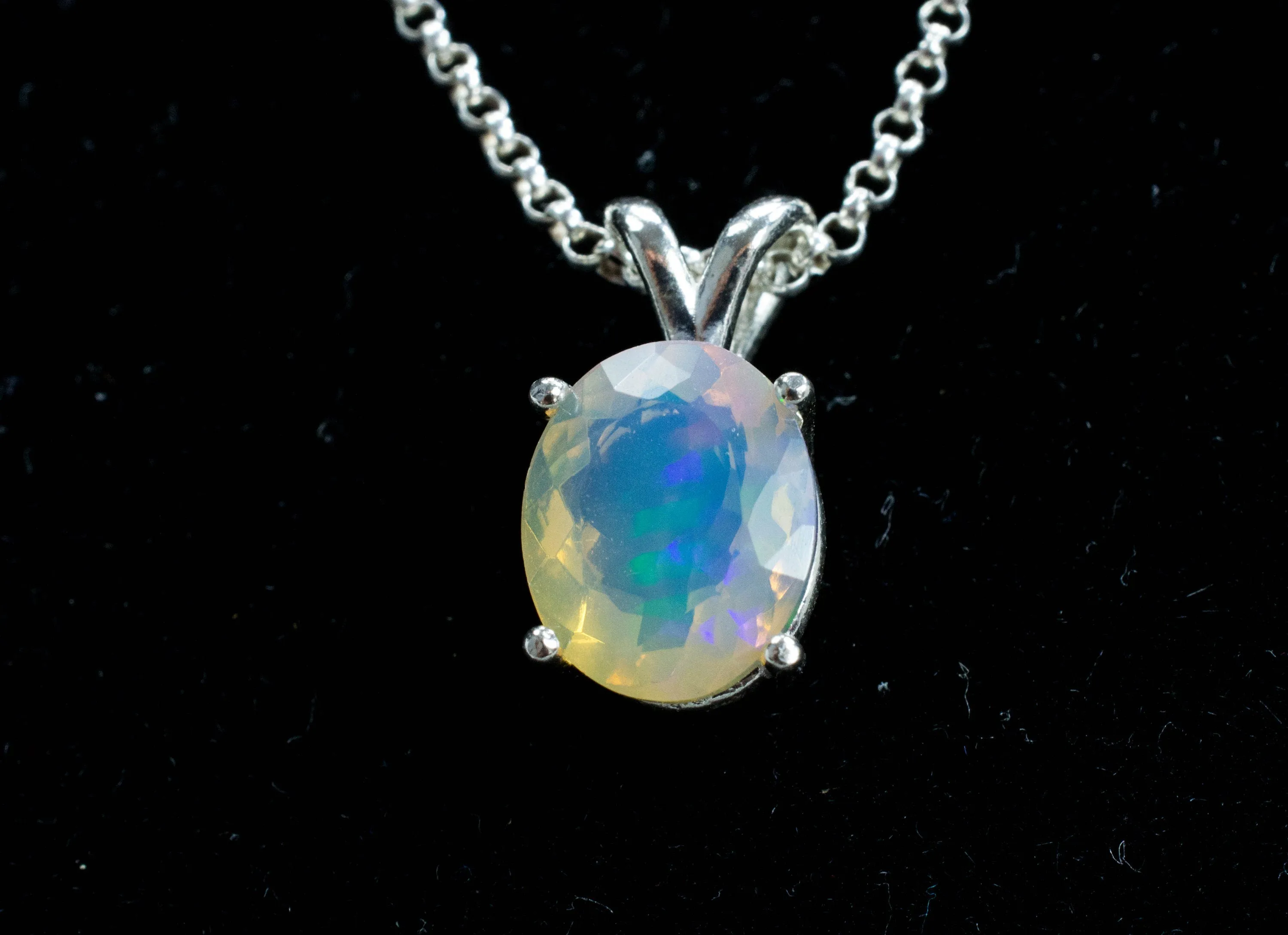 Ethiopian Opal Sterling Silver Pendant, Natural Untreated Welo Opal