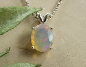 Ethiopian Opal Sterling Silver Pendant, Natural Untreated Welo Opal