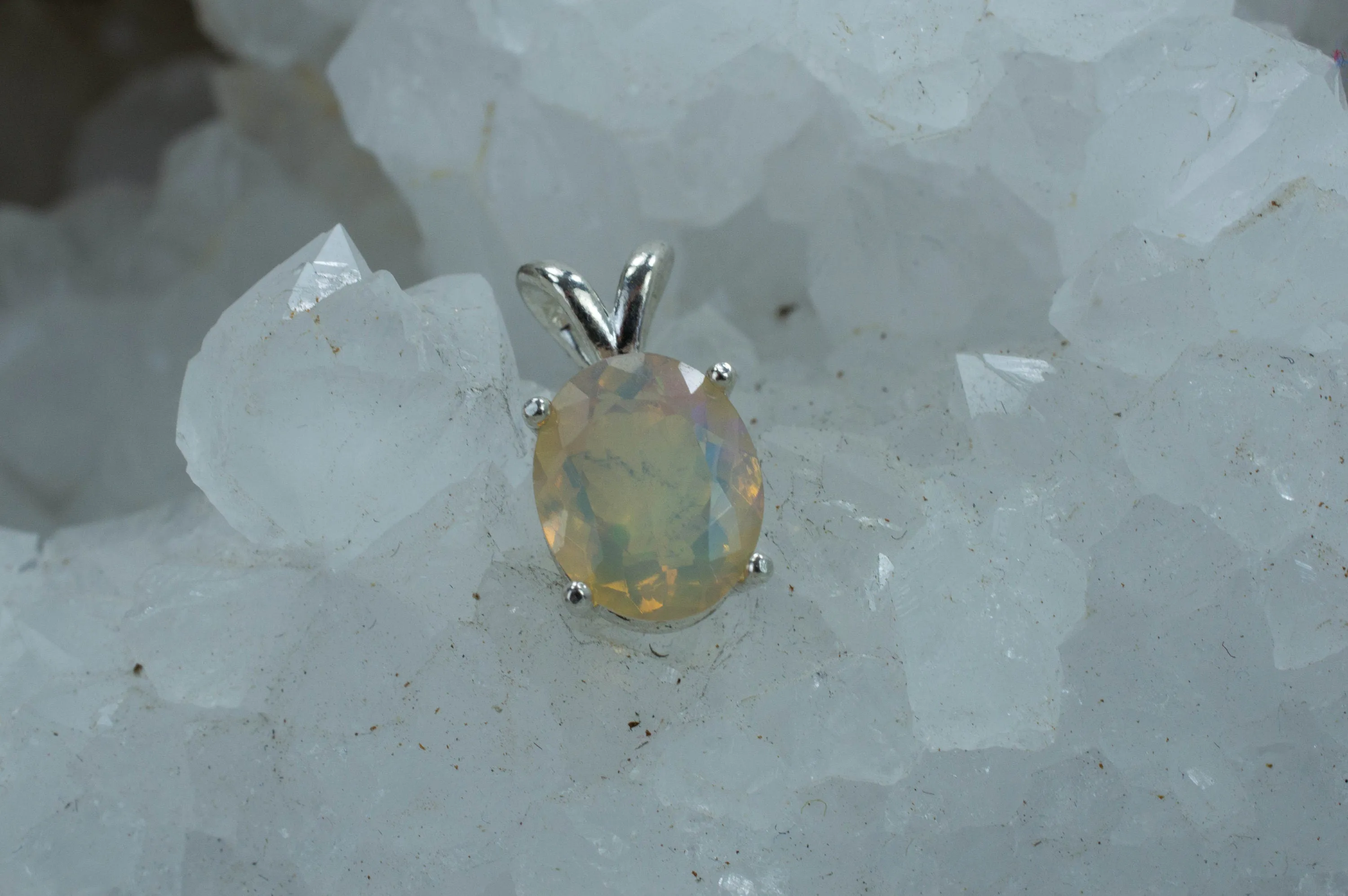 Ethiopian Opal Sterling Silver Pendant, Natural Untreated Welo Opal