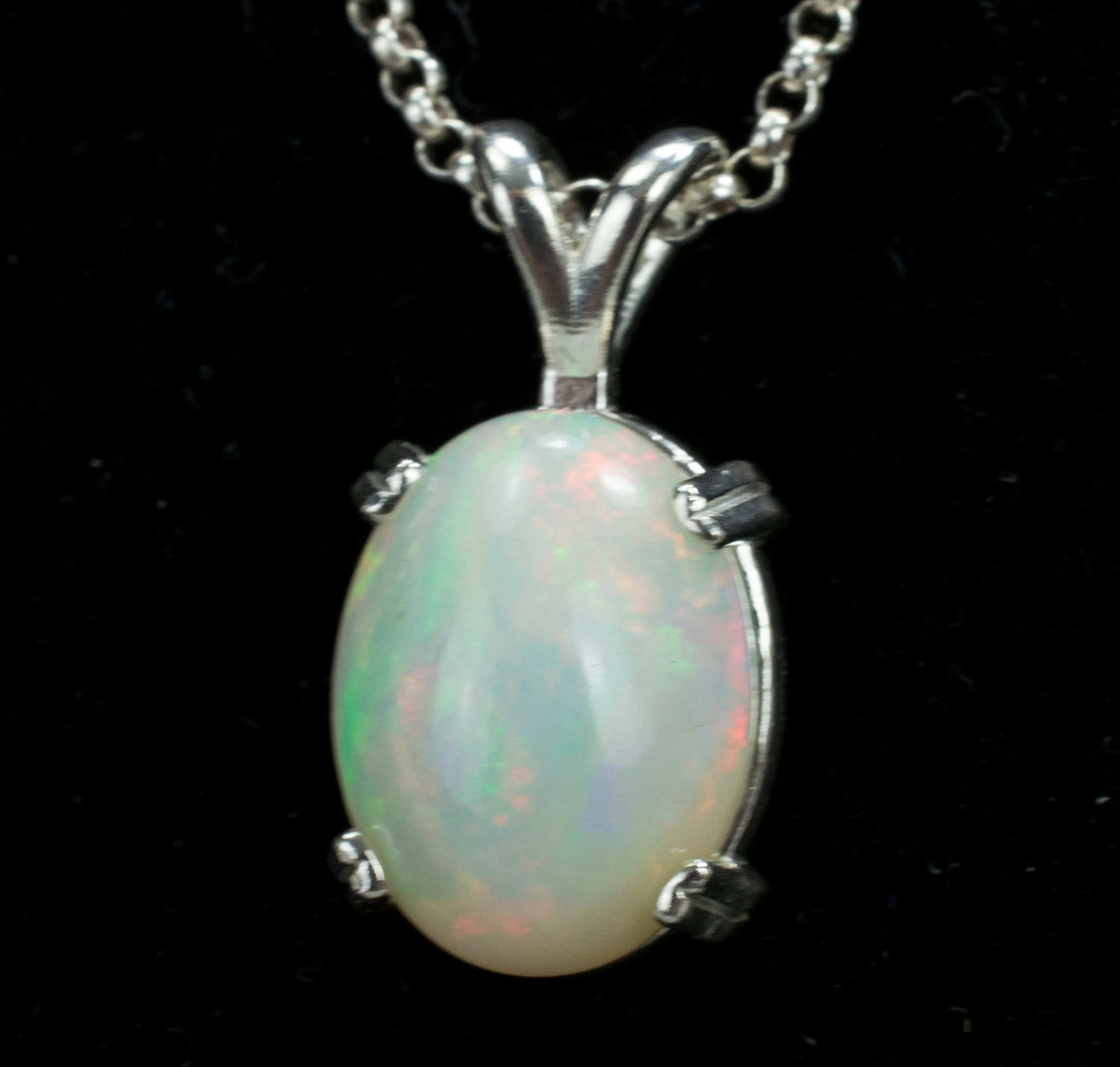 Ethiopian Welo Opal Sterling Silver Pendant, Genuine Untreated Ethiopian Opal; Opal Jewelry