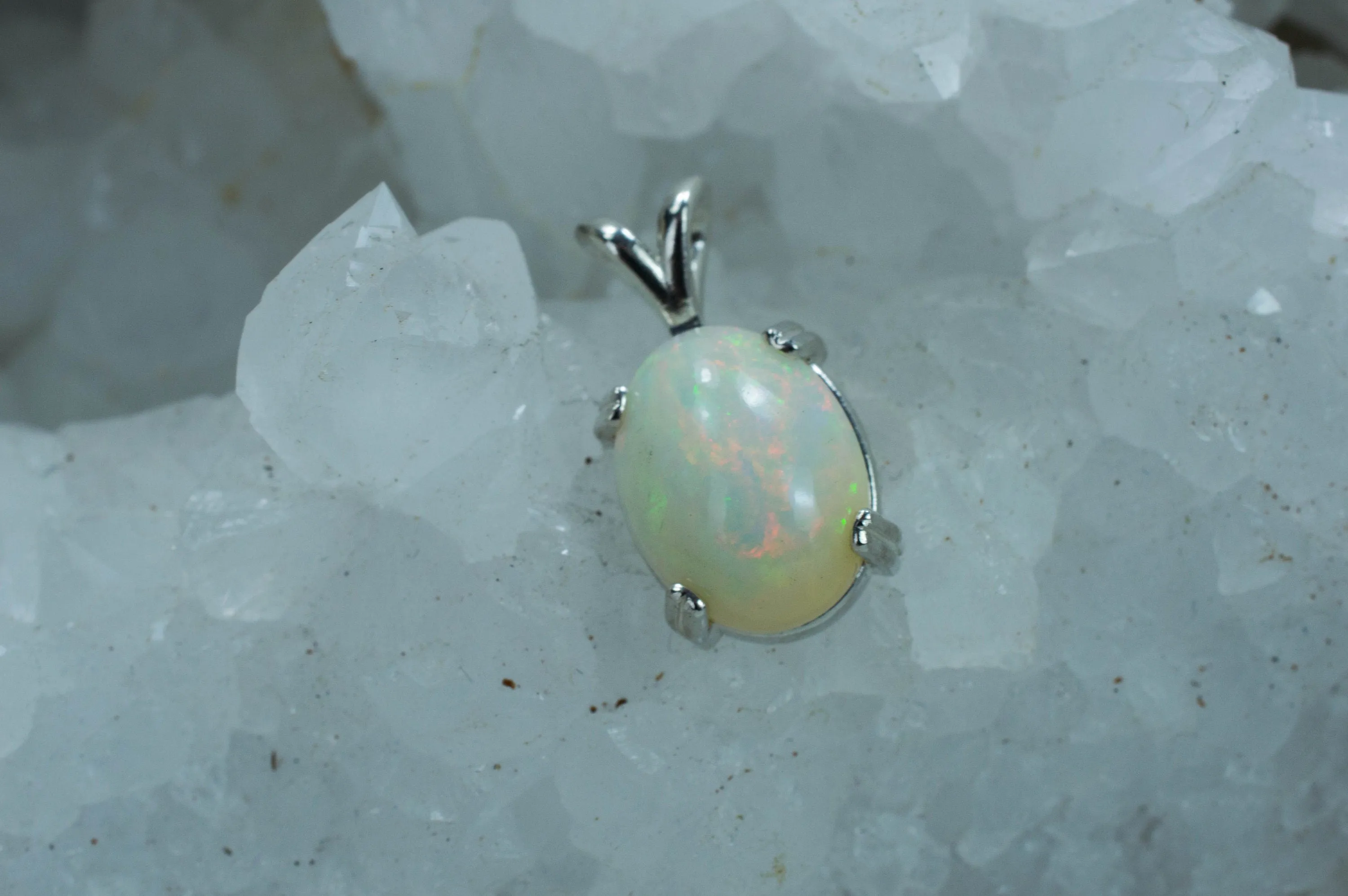 Ethiopian Welo Opal Sterling Silver Pendant, Genuine Untreated Ethiopian Opal; Opal Jewelry