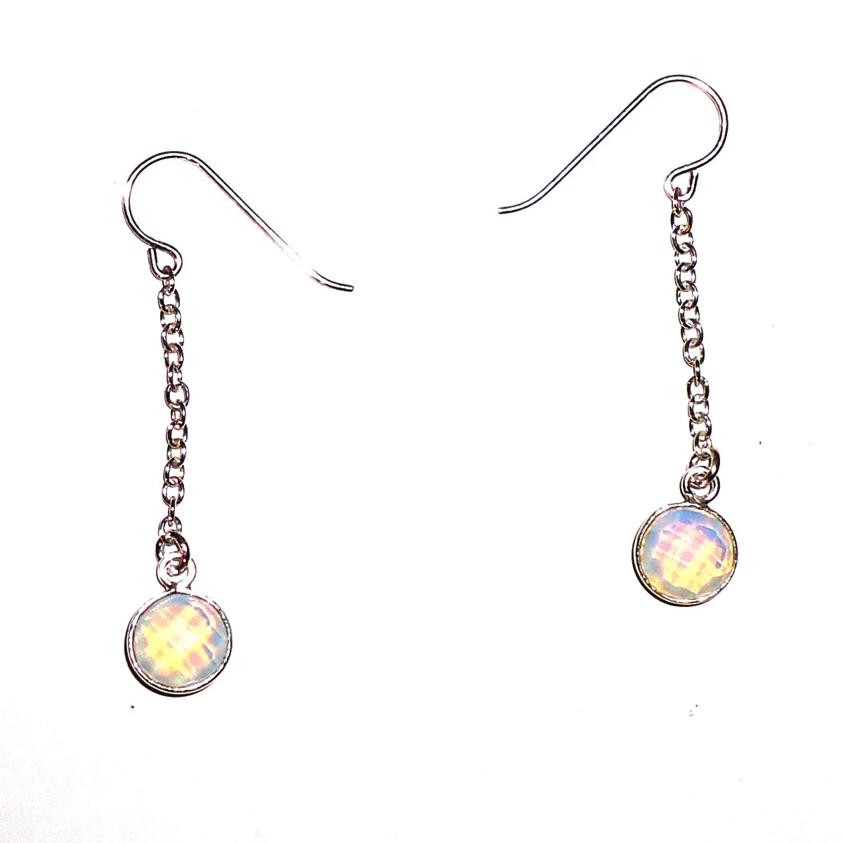 Faceted Moonstone & Silver Chain Earrings