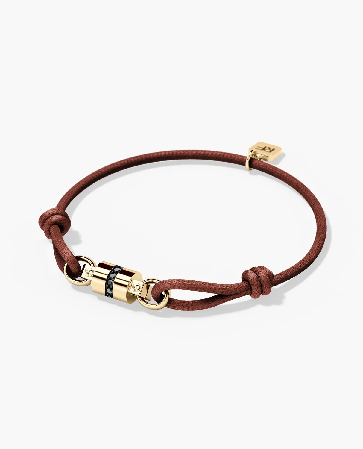 FRANKLIN Cord Bracelet with Gold Charm & 0.17ct Black Diamonds