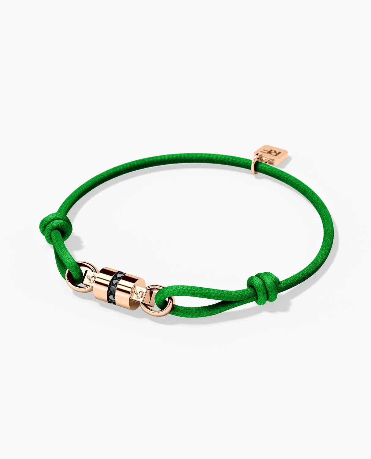 FRANKLIN Cord Bracelet with Gold Charm & 0.17ct Black Diamonds