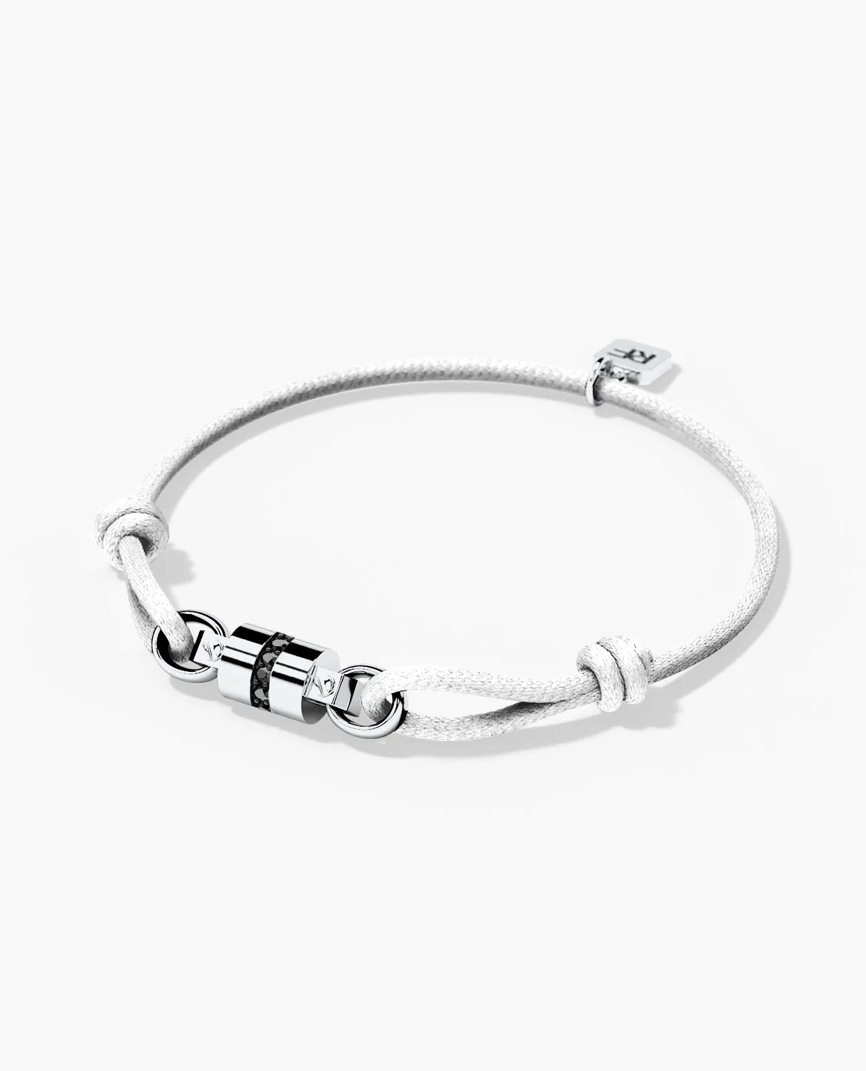 FRANKLIN Cord Bracelet with Gold Charm & 0.17ct Black Diamonds
