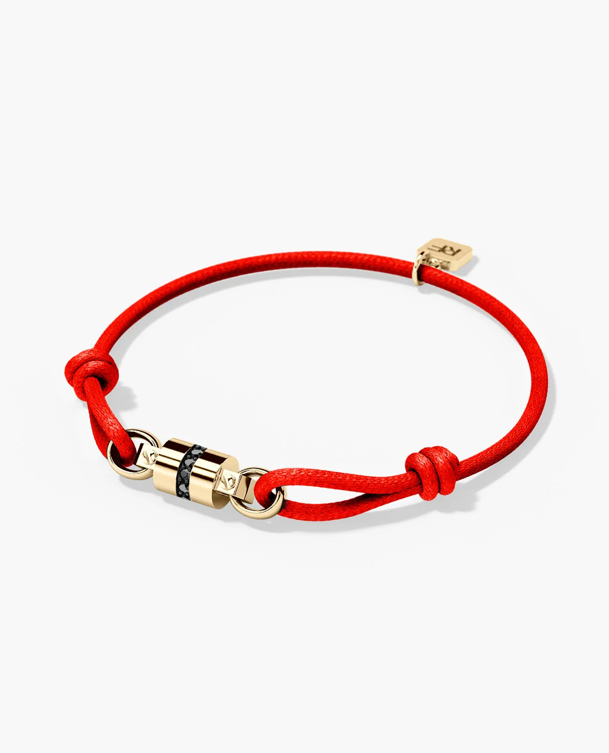 FRANKLIN Cord Bracelet with Gold Charm & 0.17ct Black Diamonds
