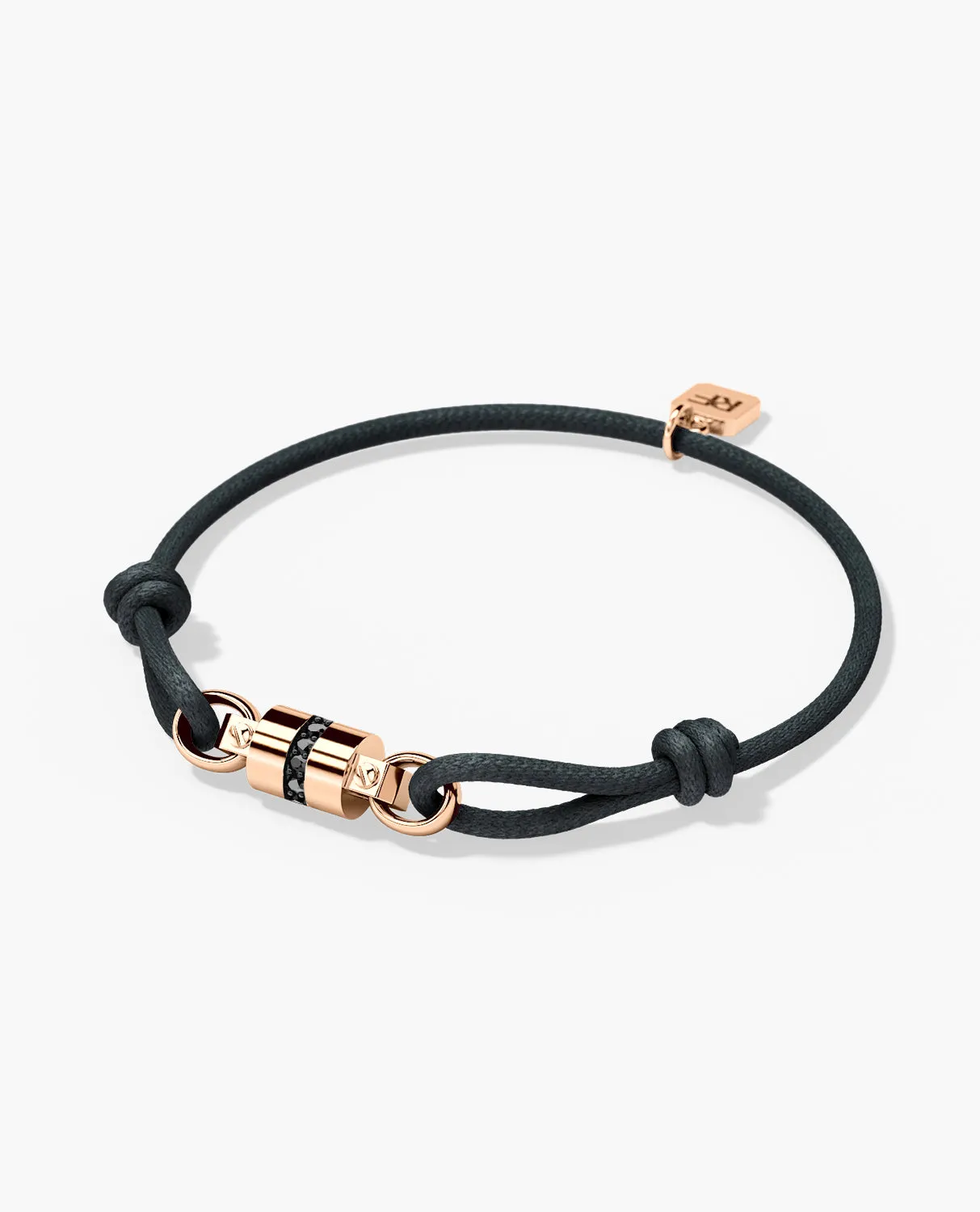 FRANKLIN Cord Bracelet with Gold Charm & 0.17ct Black Diamonds