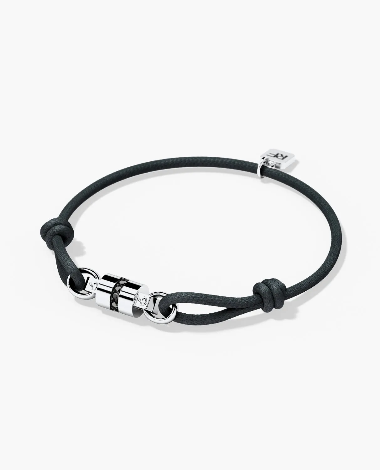 FRANKLIN Cord Bracelet with Gold Charm & 0.17ct Black Diamonds