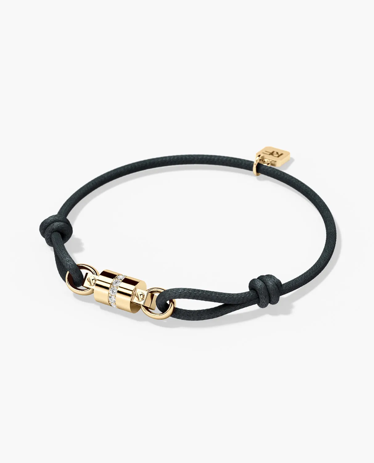 FRANKLIN Cord Bracelet with Gold Charm & 0.17ct Diamonds