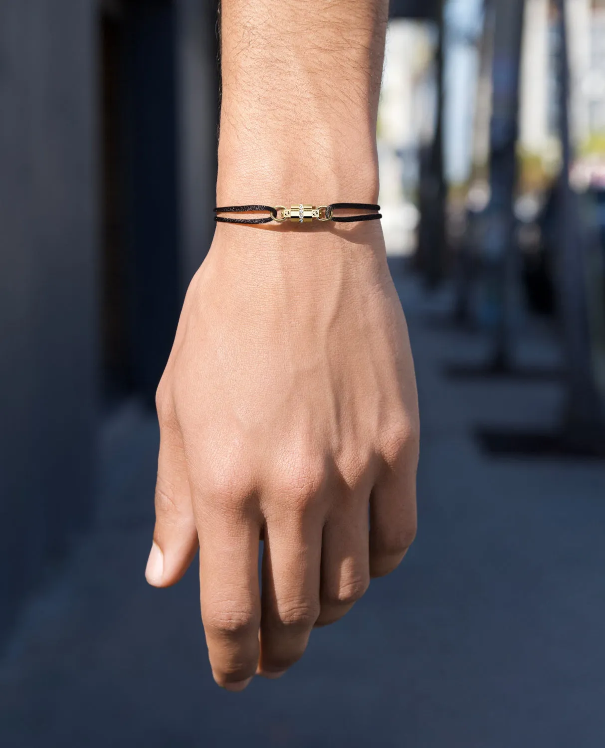 FRANKLIN Cord Bracelet with Gold Charm & 0.17ct Diamonds