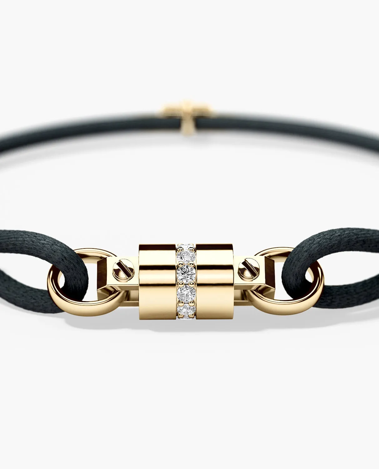 FRANKLIN Cord Bracelet with Gold Charm & 0.17ct Diamonds