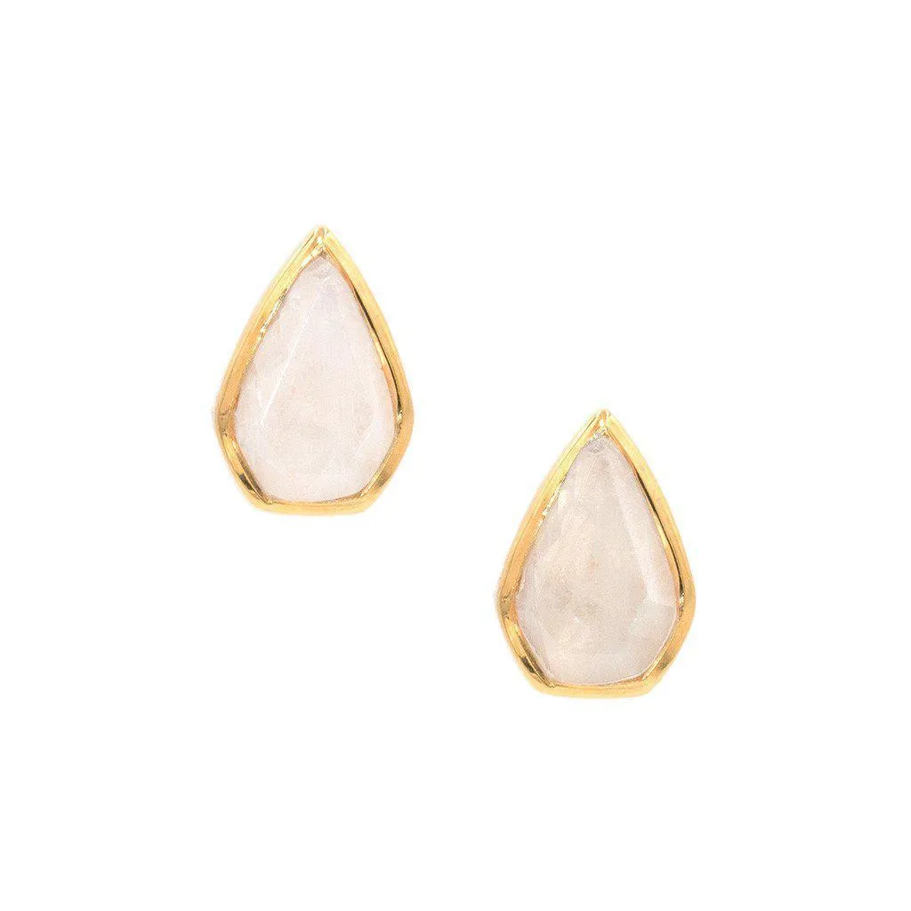 Gemstone Diamond Studs in Moonstone