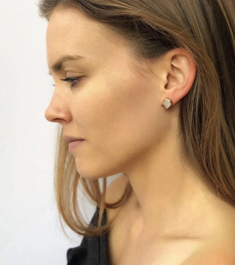 Gemstone Diamond Studs in Moonstone