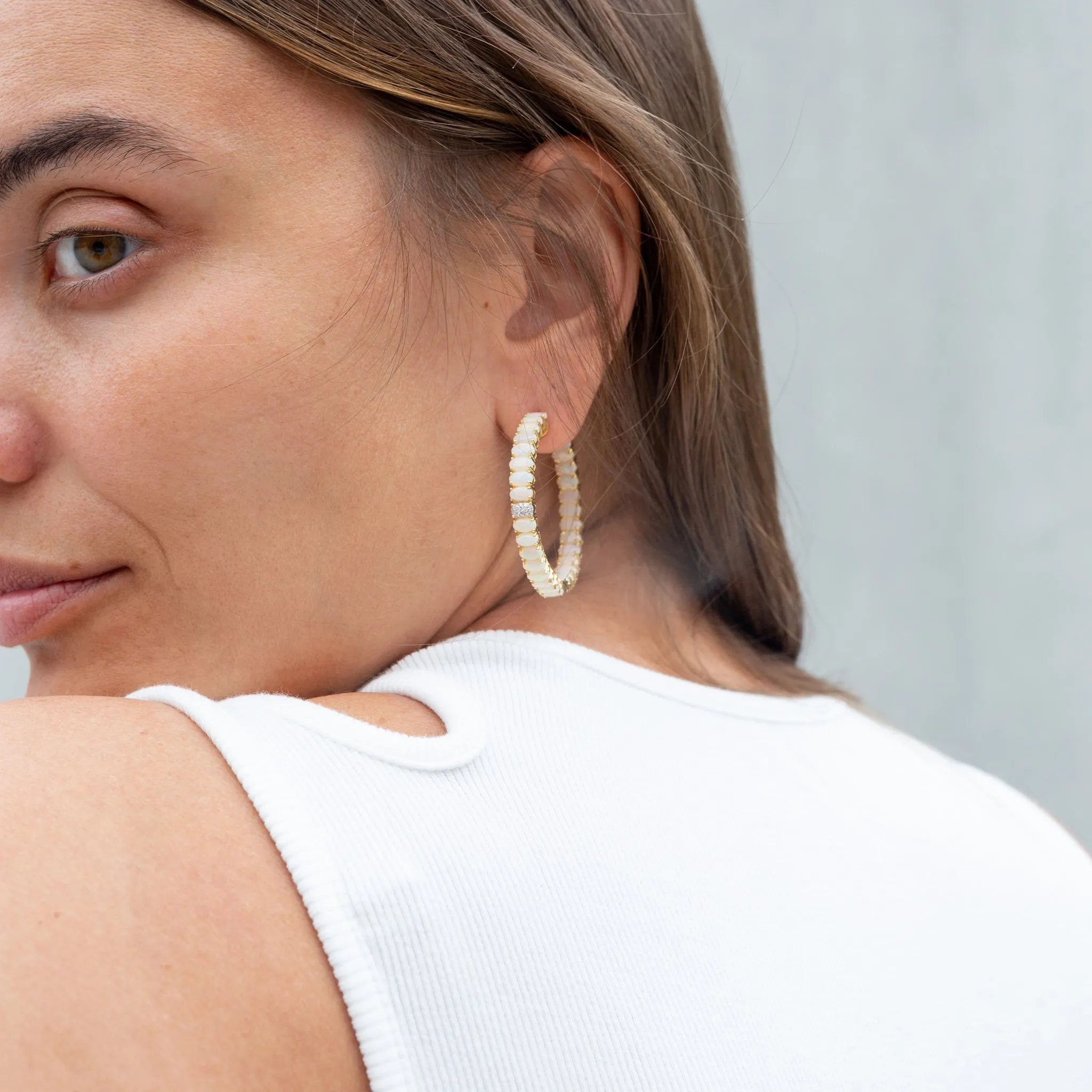 Glacial Medium Round Hoop Earrings