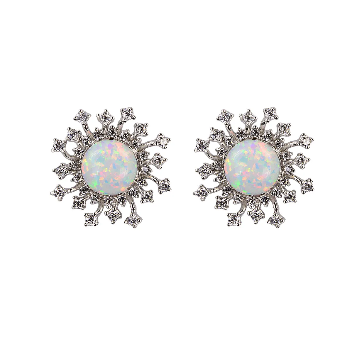 GLAM OPAL SILVER EARRINGS