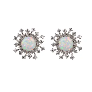 GLAM OPAL SILVER EARRINGS