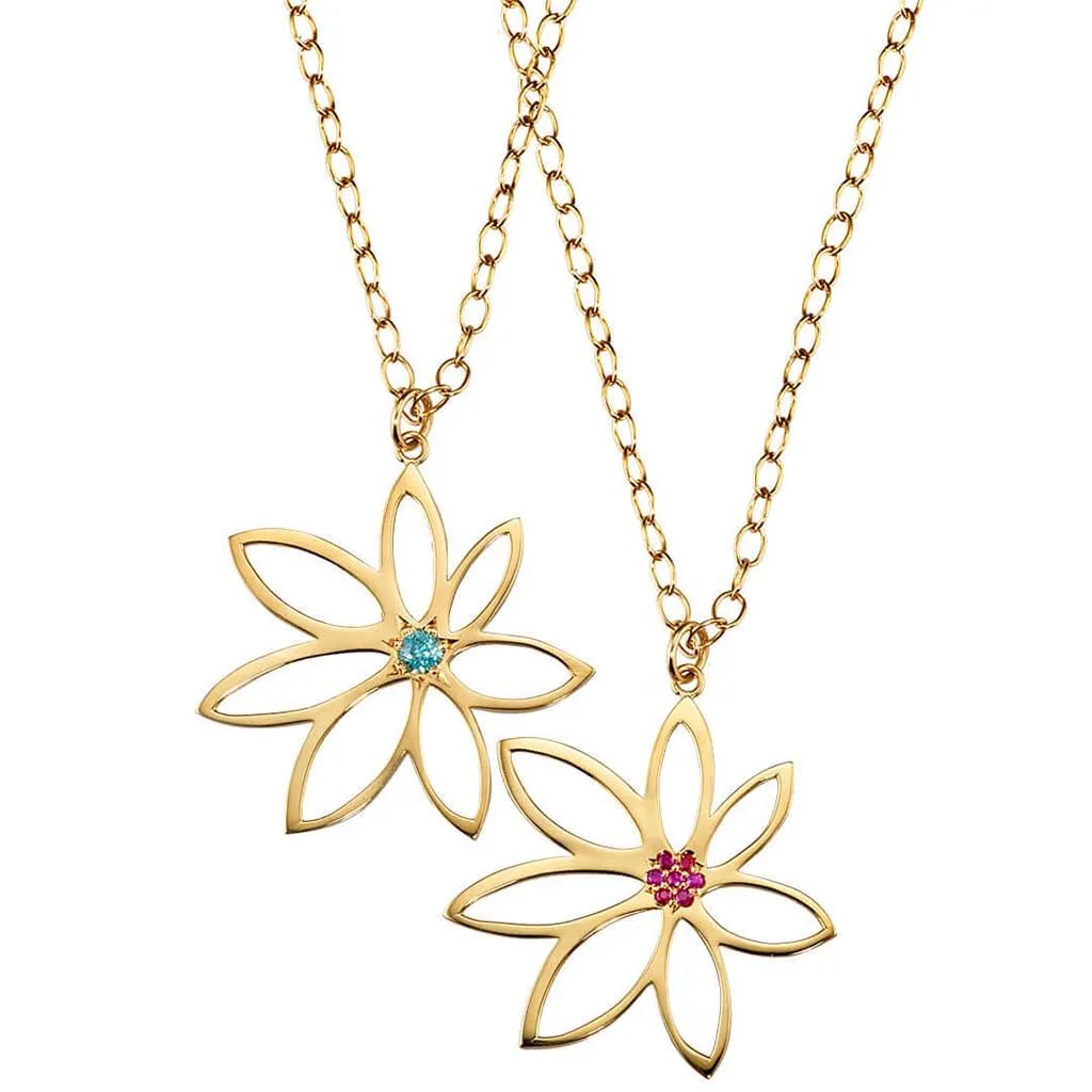 Gold Flower Gemstone Necklace