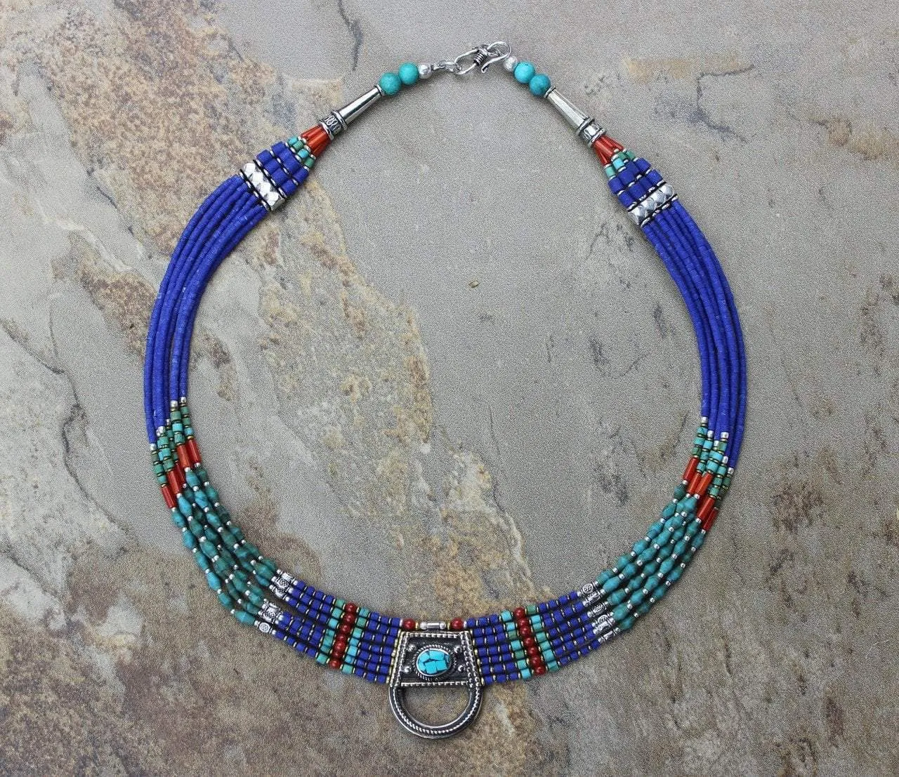 Lapis Horseshoe Necklace
