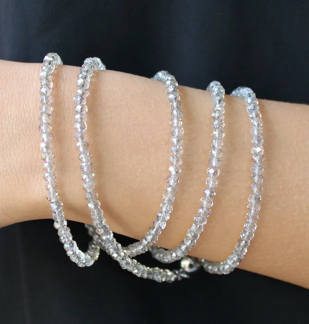 Long Strand Necklace - Platinum Crystal